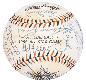 1993 All-Star Game Old Timers Hall of Famers and Stars Multi-Signed Official All-Star Game Baseball With 27 Signatures Including Bob Gibson, Enos Slaughter, Harmon Killebrew & Bob Feller (Beckett)